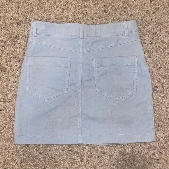 Light Blue Corduroy Mini Skirt - Picture 2 of 4